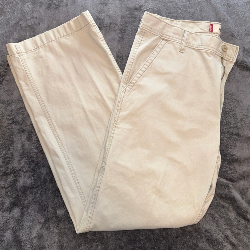 Levis Workwear Loose Boot Cut Pants Mens W36 L32 Sand Beige Cotton 006453301
